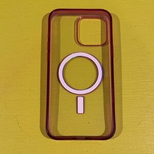 Transparent Redish Pink iPhone 16 Pro Max case. Otterbox